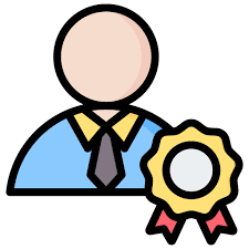 icon of person in a tie with an award