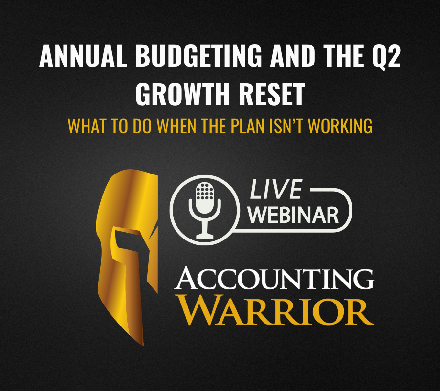 Logo and details for webinar featuring accounting warrior, a bookkeeping service division of ceo warrior